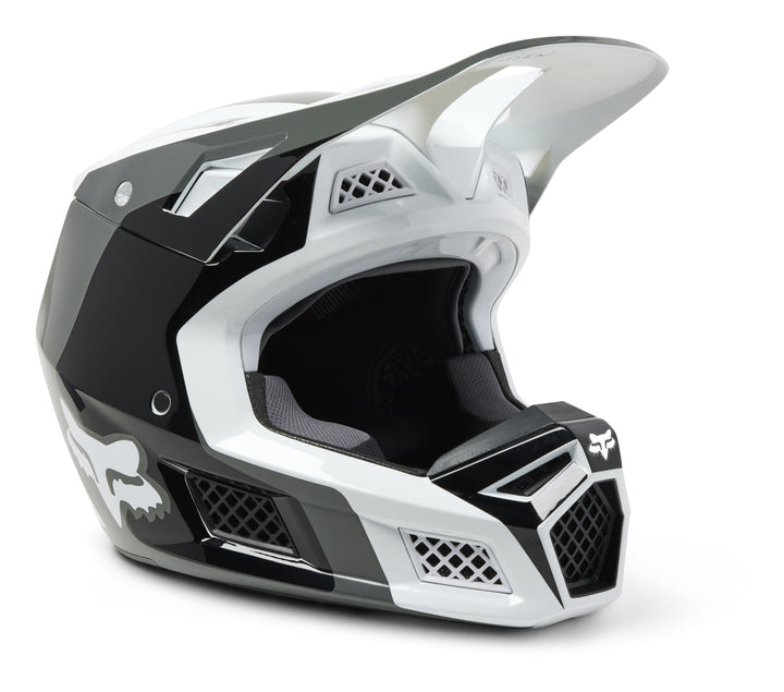 Fox V3 RS EFEKT Black White Motocross Helmet