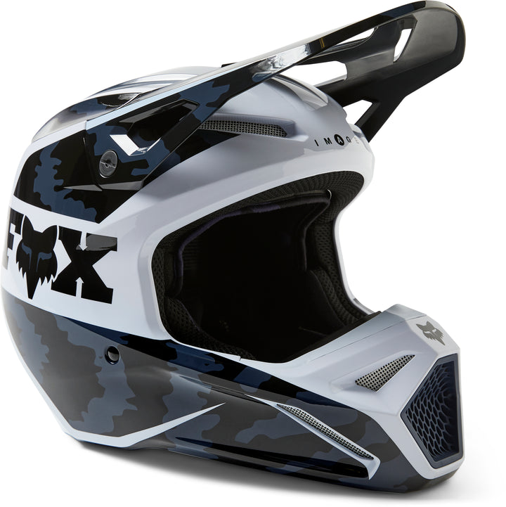 2023 Fox V1 NUKLR BLACK WHITE Motocross Helmet