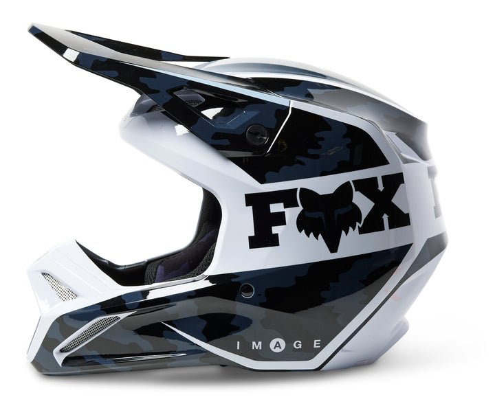 2023 Fox V1 NUKLR BLACK WHITE Motocross Helmet