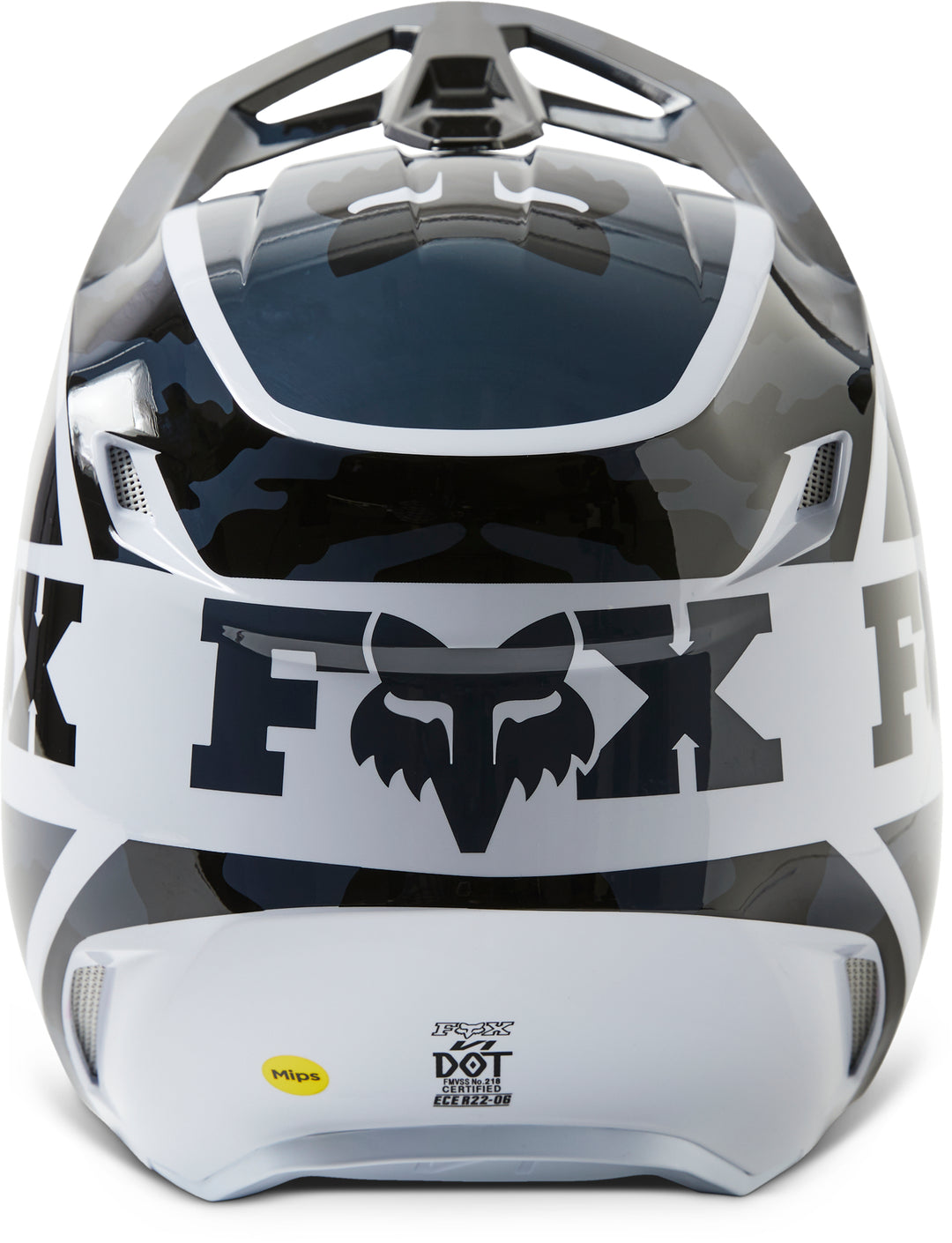 2023 Fox V1 NUKLR BLACK WHITE Motocross Helmet