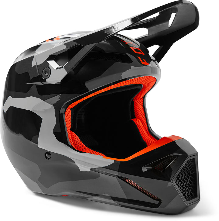 2023 Fox V1 BNKR BLACK CAMO ORANGE Motocross Helmet