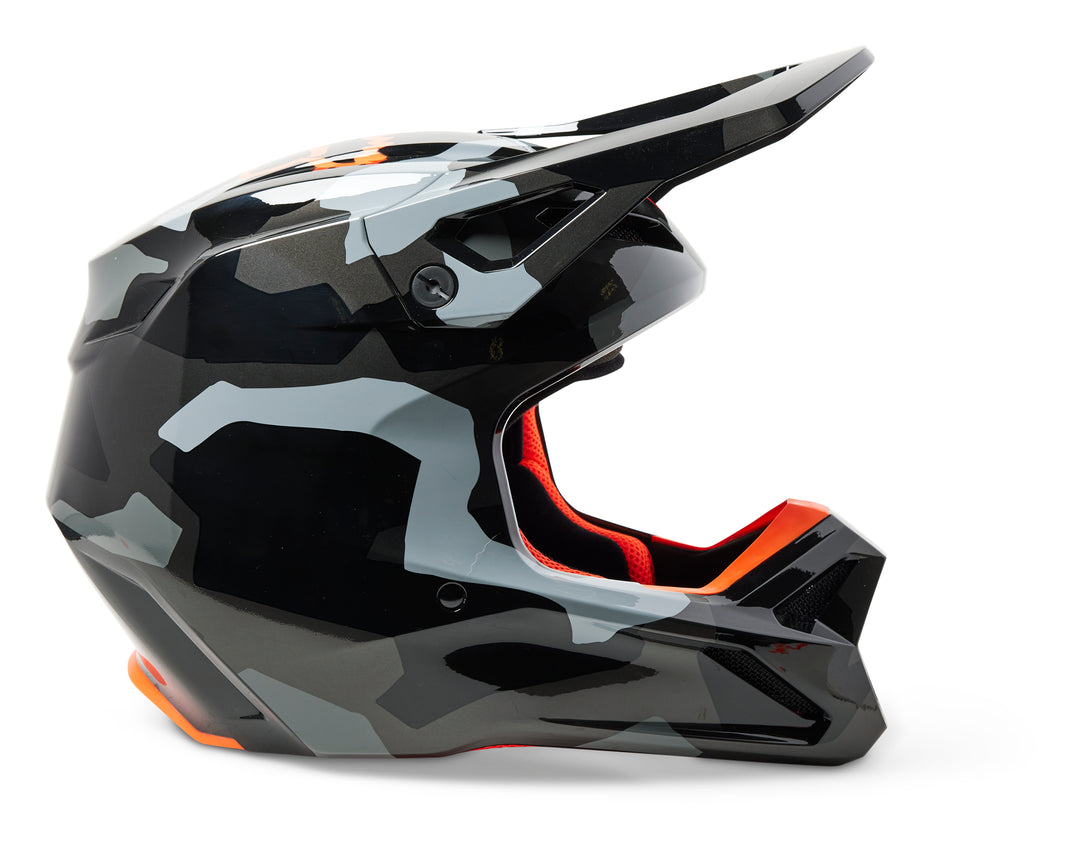 2023 Fox V1 BNKR BLACK CAMO ORANGE Motocross Helmet