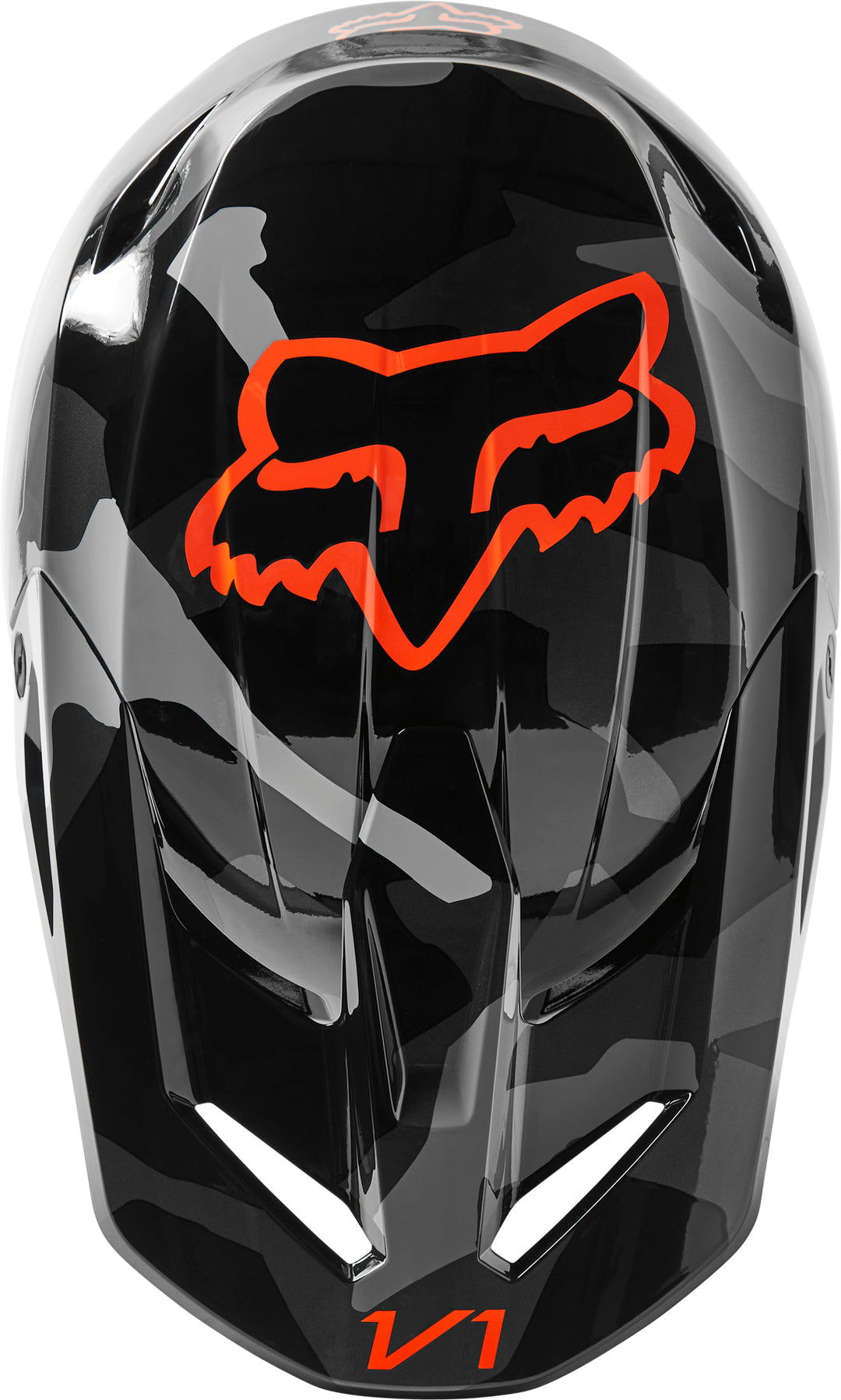 2023 Fox V1 BNKR BLACK CAMO ORANGE Motocross Helmet