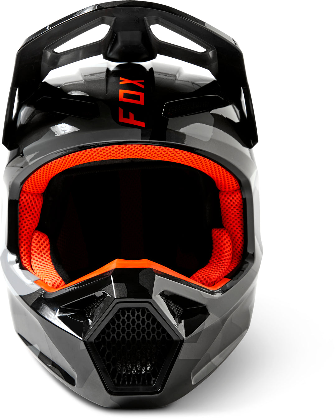 2023 Fox V1 BNKR BLACK CAMO ORANGE Motocross Helmet