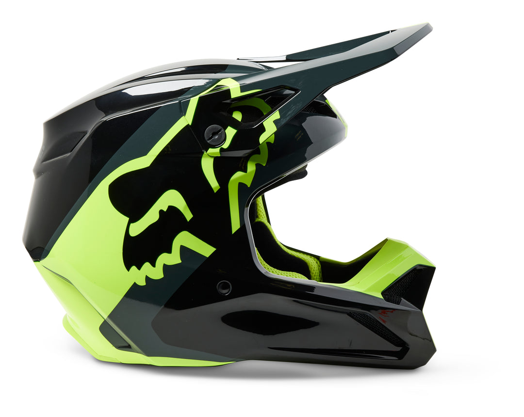 2023 Fox V1 XPOZR BLACK GREY ORANGE Motocross Helmet