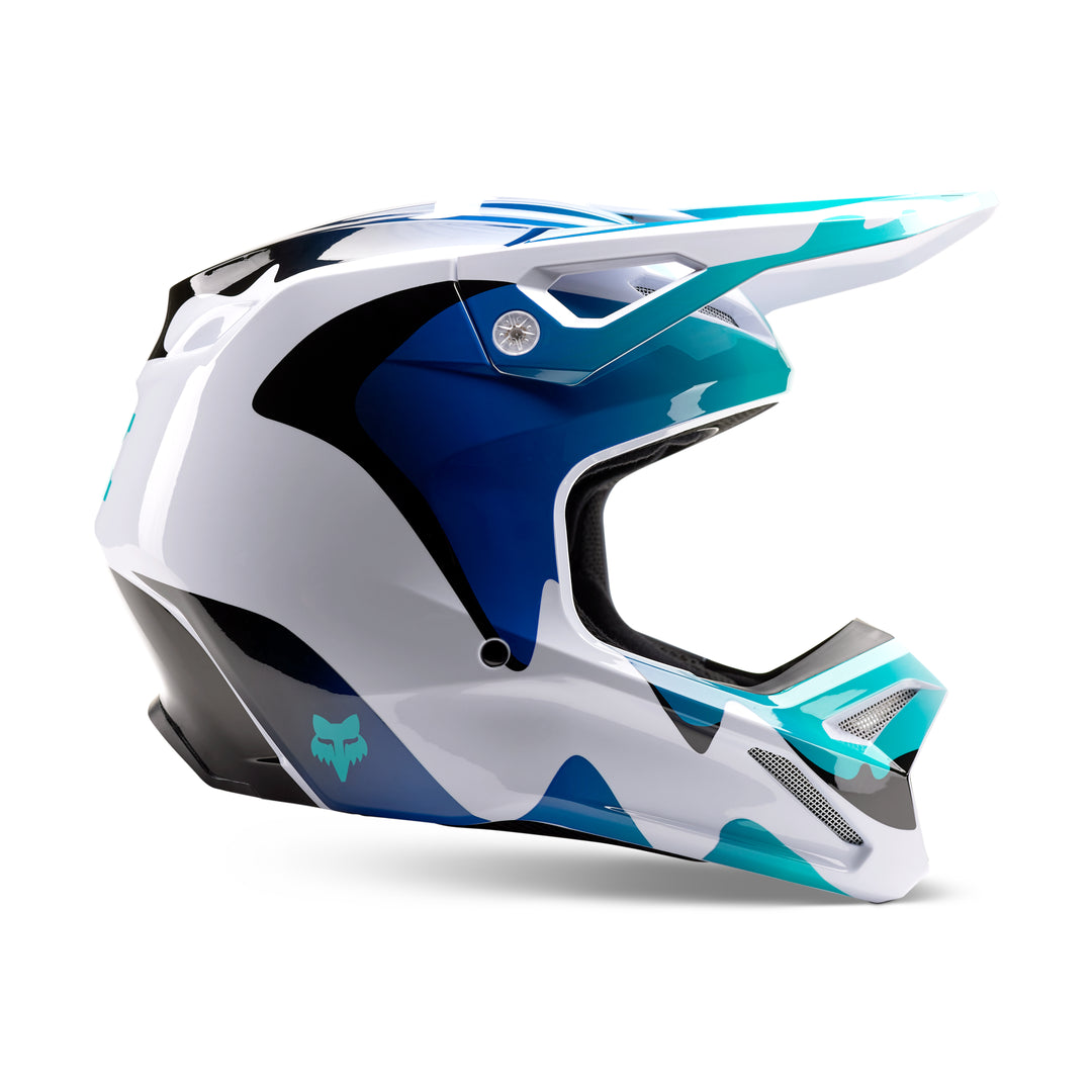 2023 Fox V1 KOZMIK Black White Blue Motocross Helmet