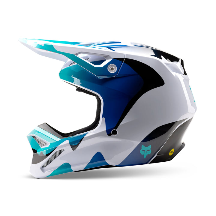 2023 Fox V1 KOZMIK Black White Blue Motocross Helmet