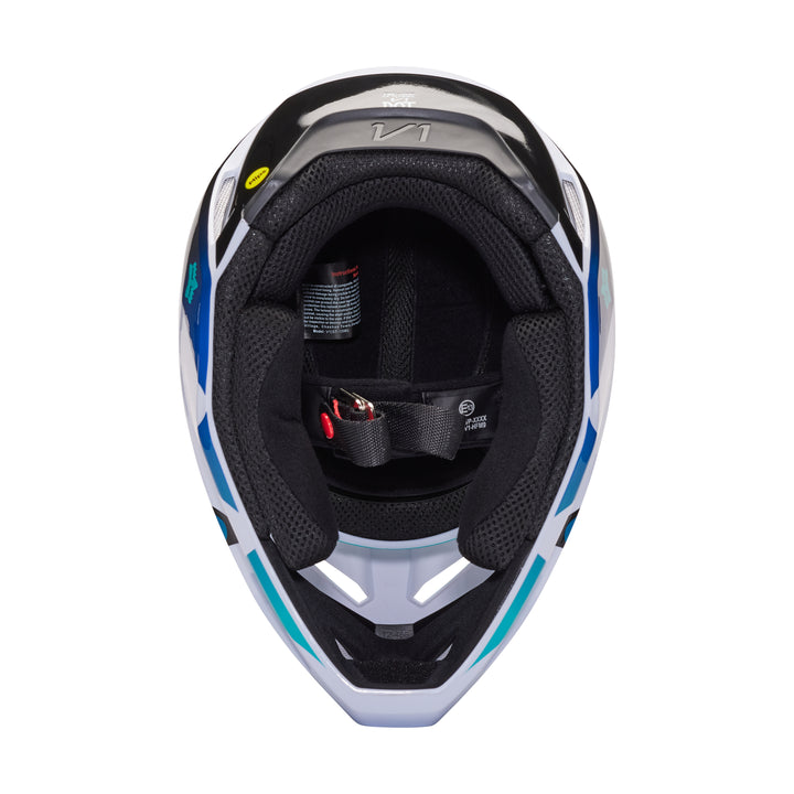 2023 Fox V1 KOZMIK Black White Blue Motocross Helmet