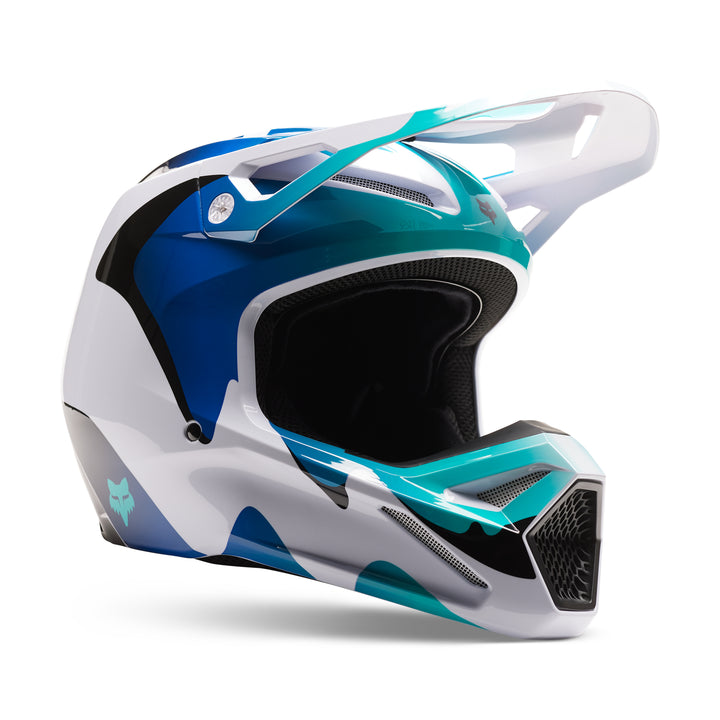 2023 Fox V1 KOZMIK Black White Blue Motocross Helmet