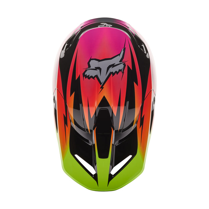 2023 Fox V1 STATK Pink Orange Yellow Motocross Helmet