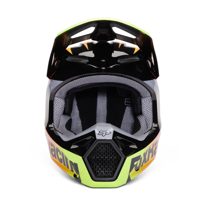 2023 Fox V1 STATK Pink Orange Yellow Motocross Helmet