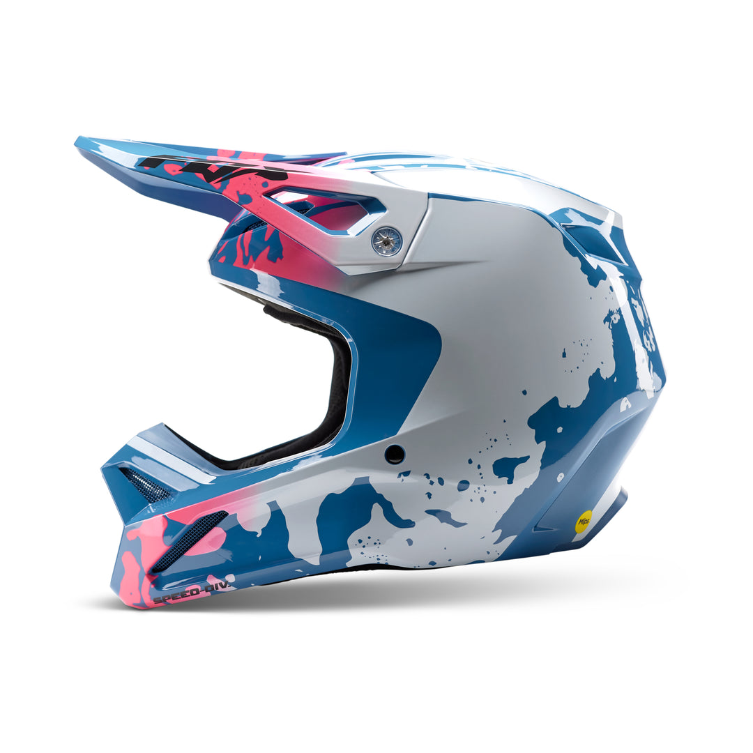 2023 Fox V1 MORPHIC Pink Blue Motocross Helmet