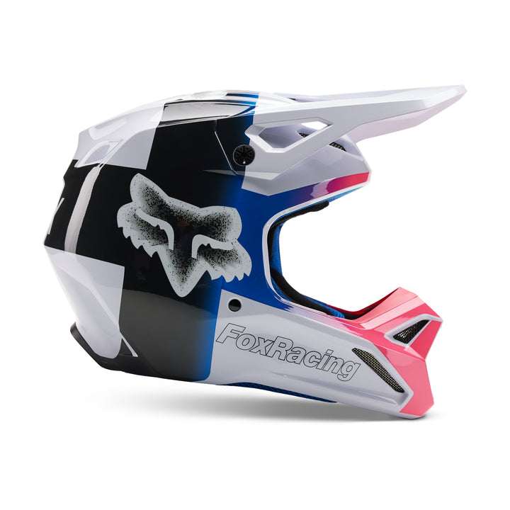 2023 Fox V1 HORYZN Black White Blue Pink Motocross Helmet