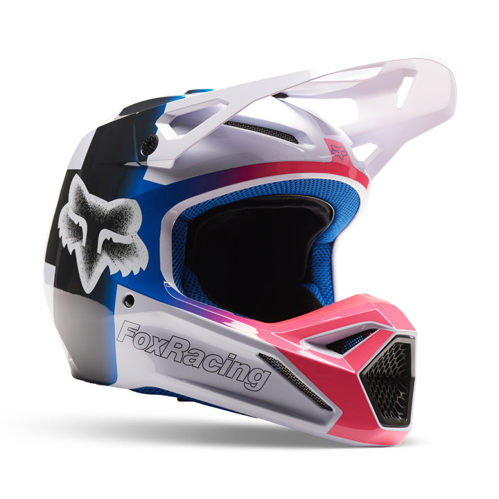 2023 Fox V1 HORYZN Black White Blue Pink Motocross Helmet