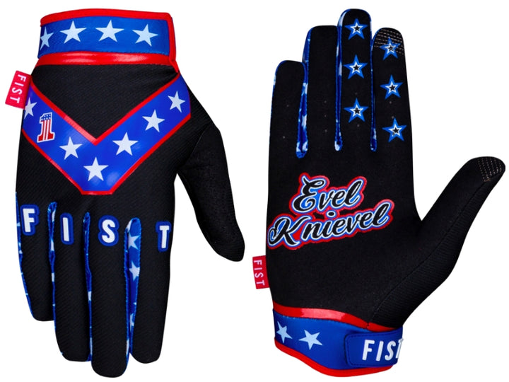 Fist Evel Knievel Black Gloves - Adult