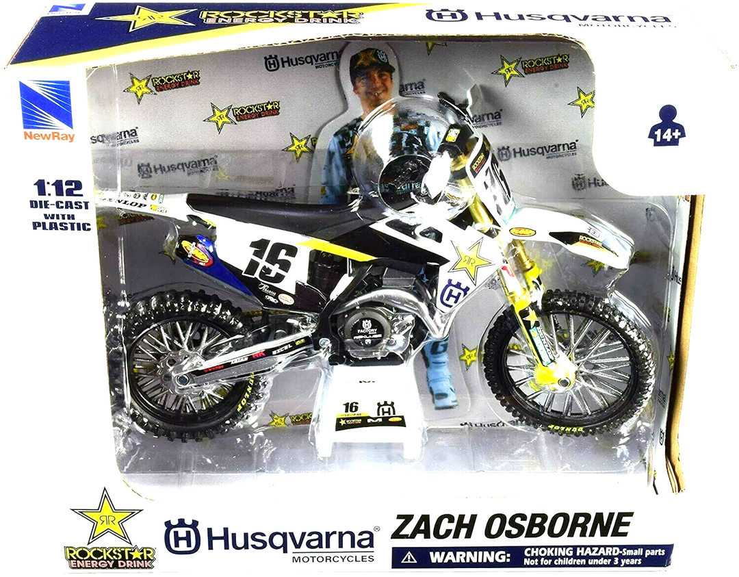 HUSQVARNA ROCKSTAR FACTORY ZACH OSBORNE 1:12 SCALE DIECAST MX MODEL BIKE